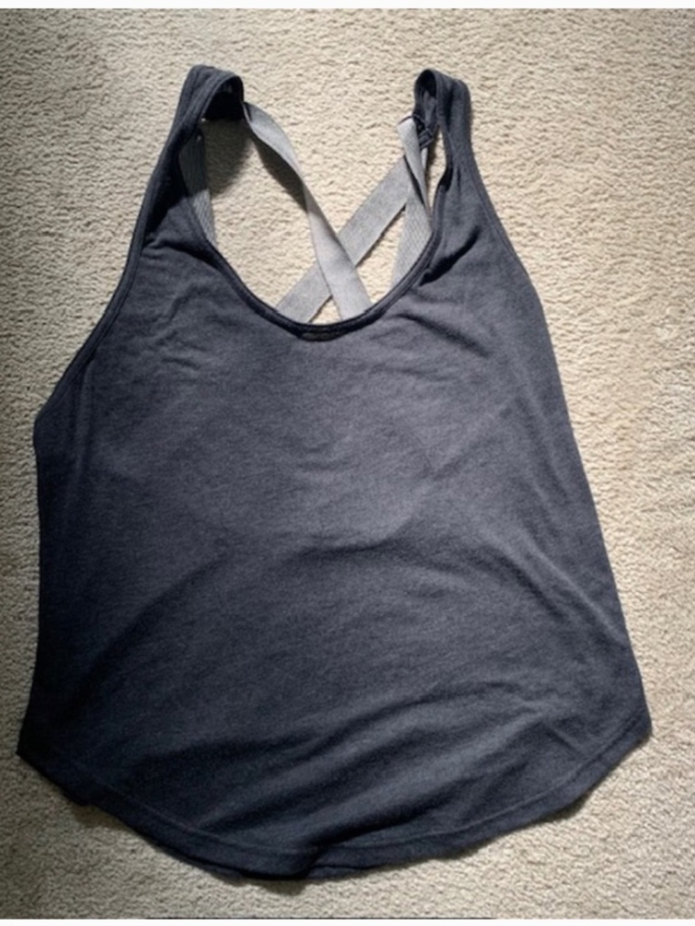 FP Movement by Free People White Tank Top with Metallic Silver Crossback Straps - Picture 3 of 7